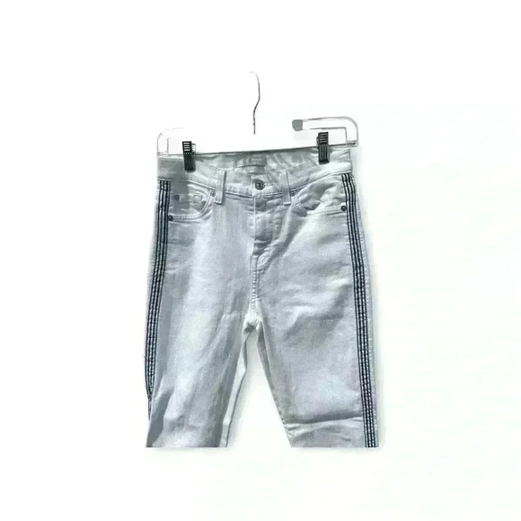 7 FOR ALL MANKIND Side Stripe High Waist Ankle Skinny Jeans In White Size 26 - Picture 6 of 10